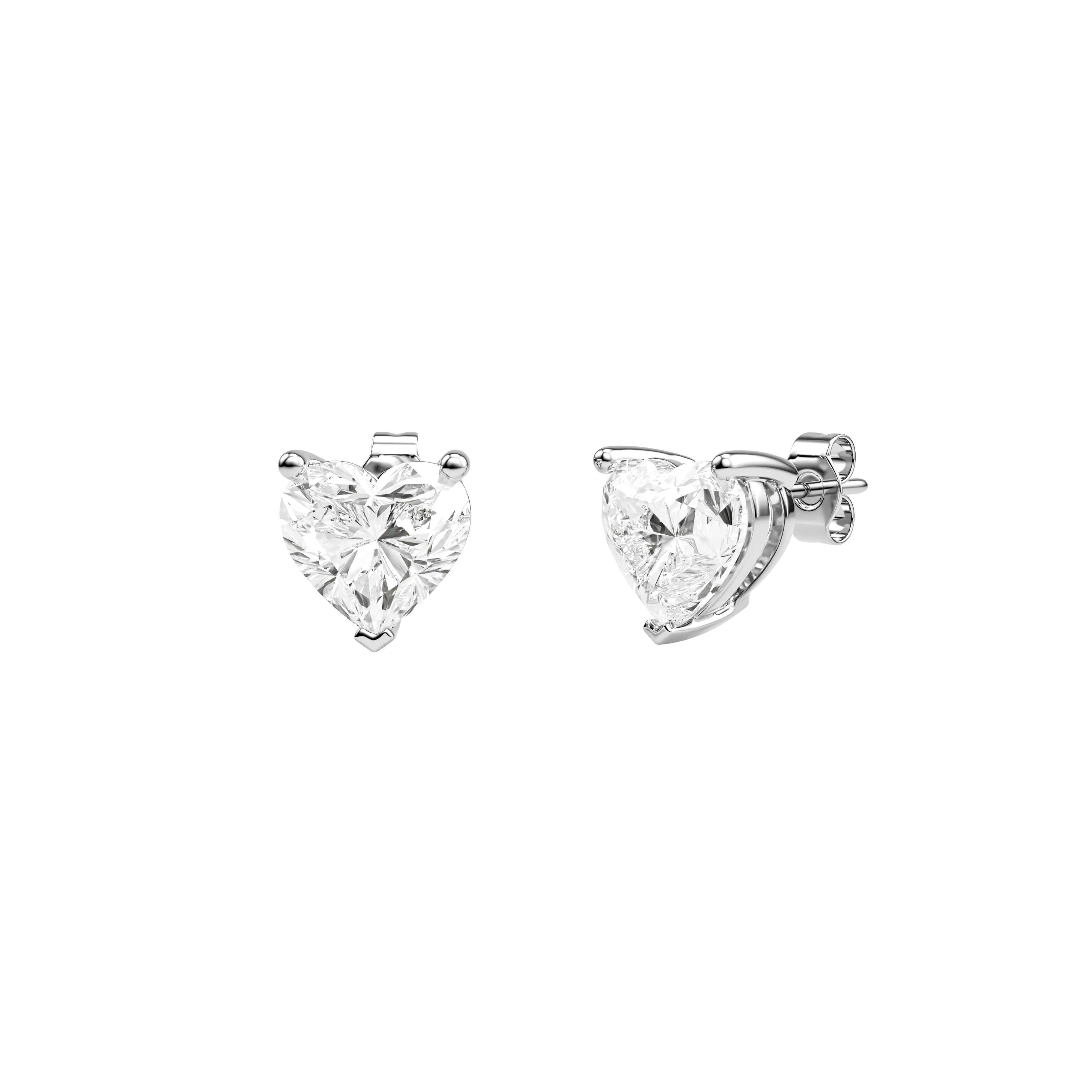 14k White Gold — Heart-Shaped Stud Earrings