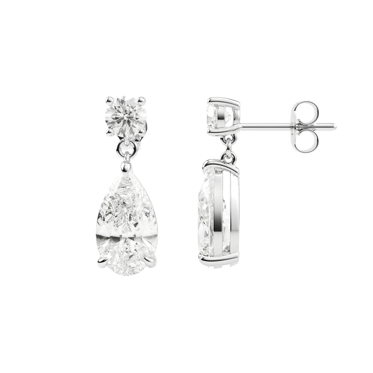 14k White Gold — Pear Drop Earrings