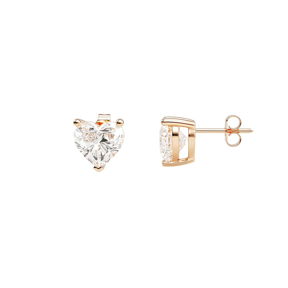 14k Rose Gold — Heart-Shaped Stud Earrings