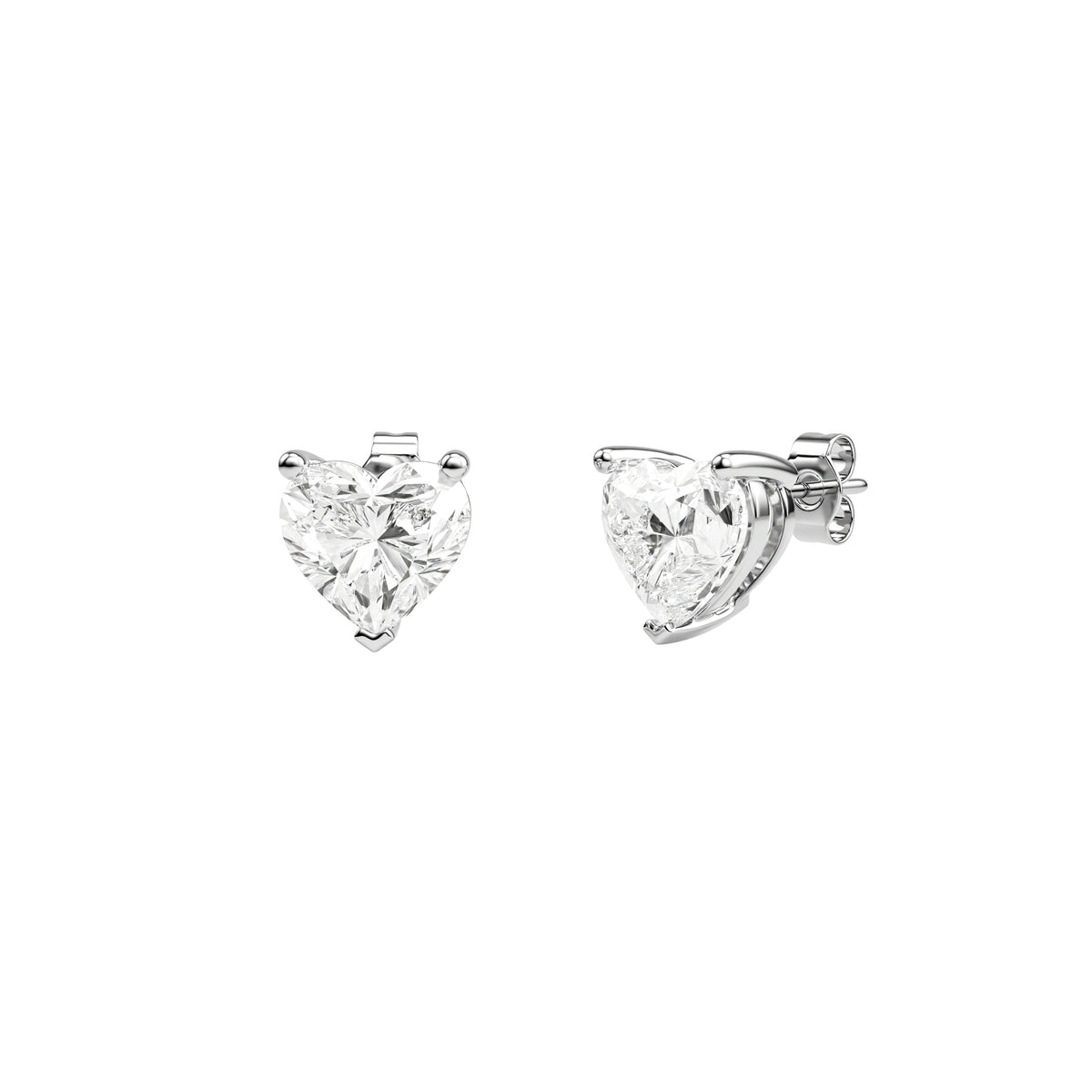 14k White Gold — Heart-Shaped Stud Earrings