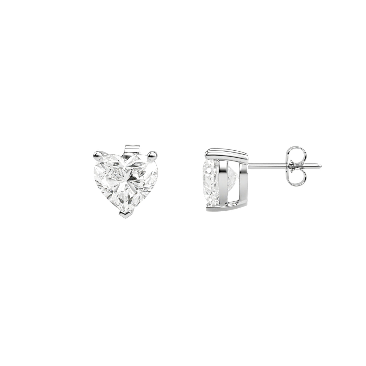 14k White Gold — Heart-Shaped Stud Earrings