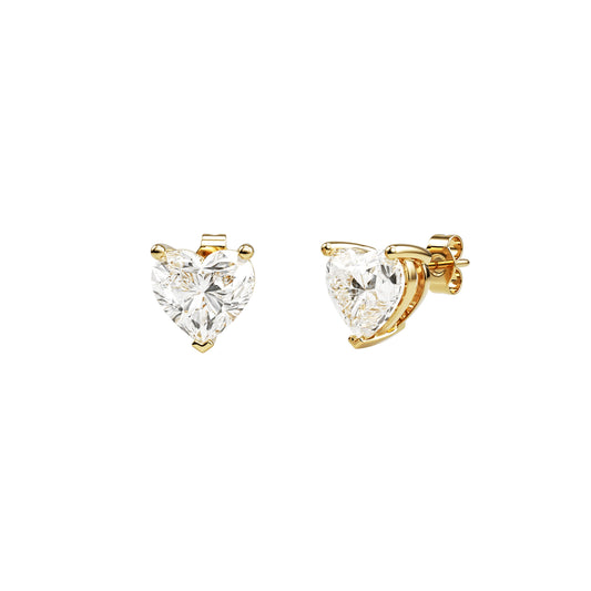 14k Yellow Gold — Heart-Shaped Stud Earrings