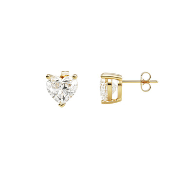 14k Yellow Gold — Heart-Shaped Stud Earrings