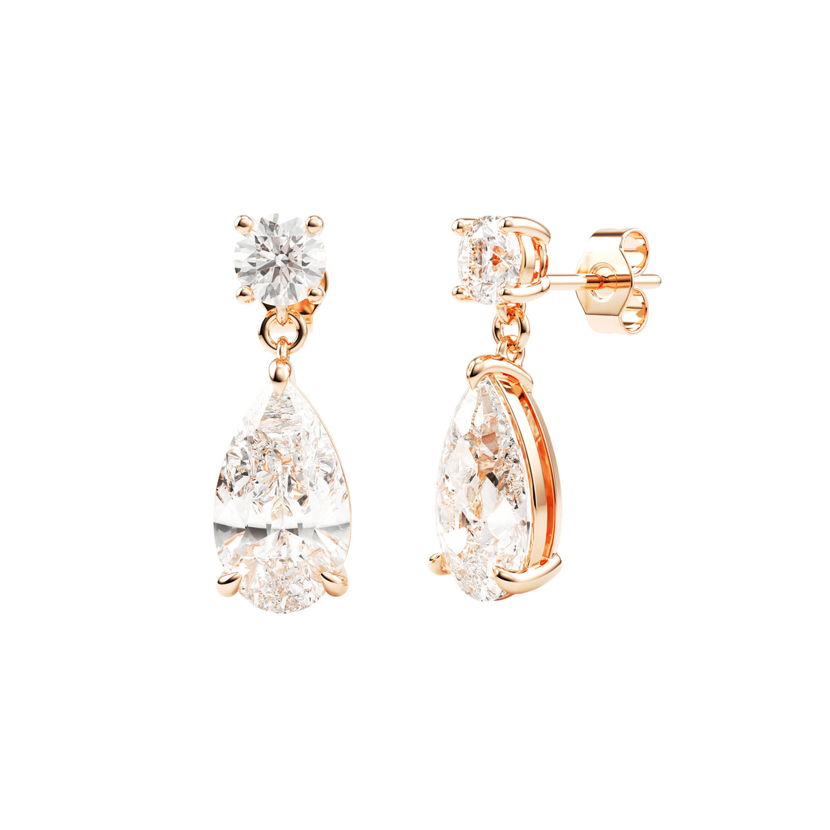 14k Rose Gold — Pear Drop Earrings