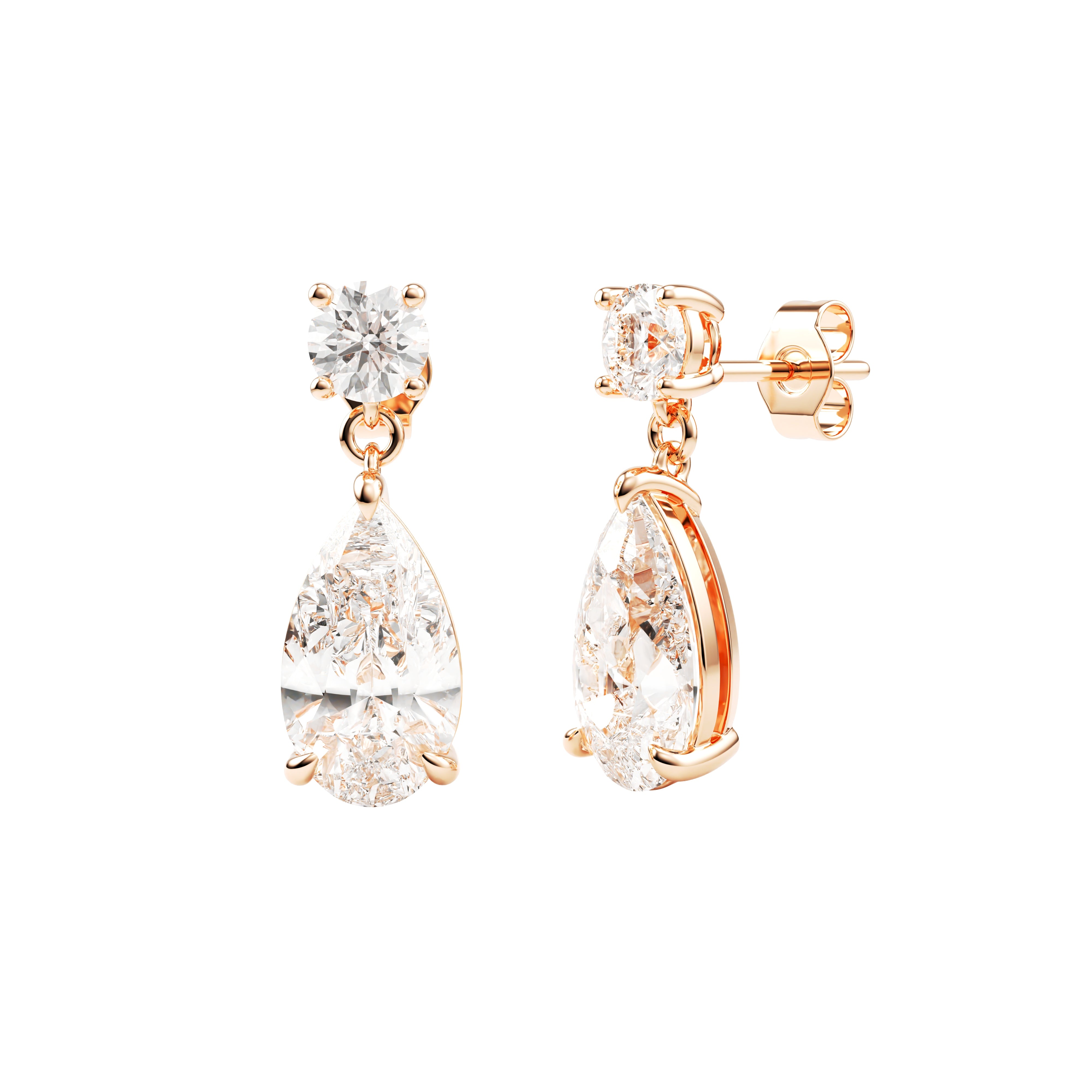 14k Rose Gold — Pear Drop Earrings