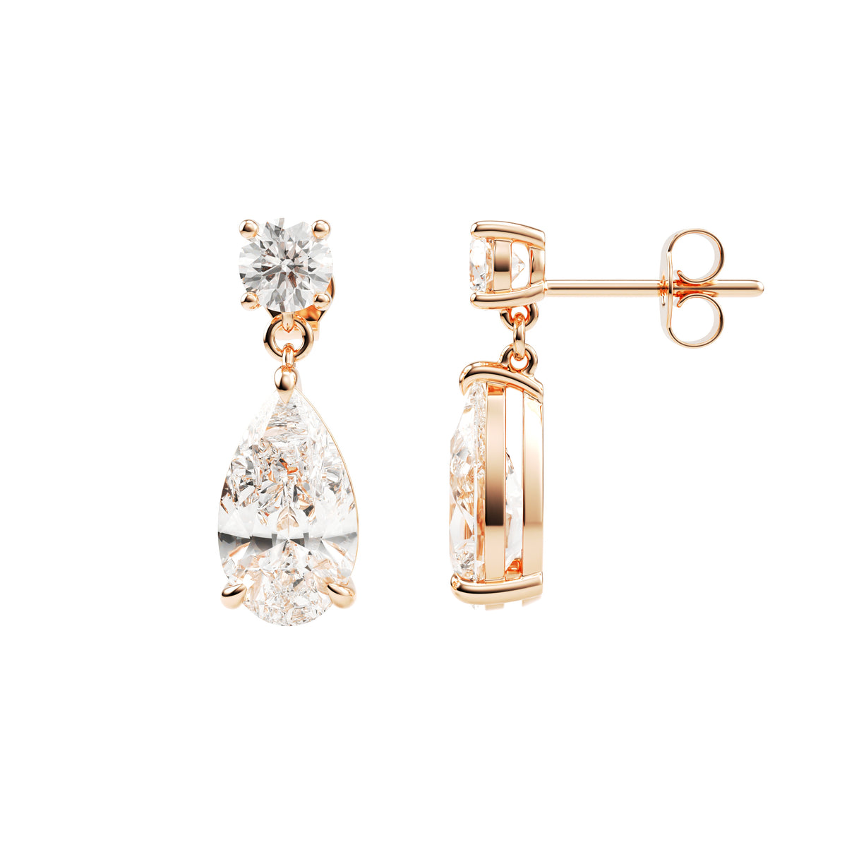 14k Rose Gold — Pear Drop Earrings