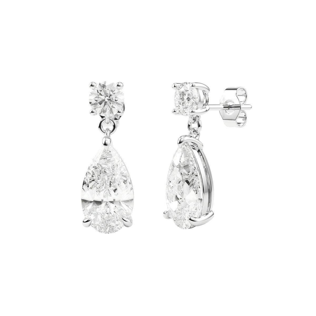 14k White Gold — Pear Drop Earrings