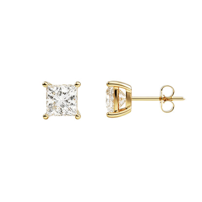 14k Yellow Gold — Princess Cut Stud Earrings