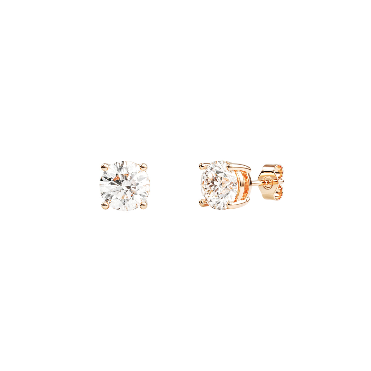 14k Rose Gold — Timeless Round Brilliant Stud Earrings