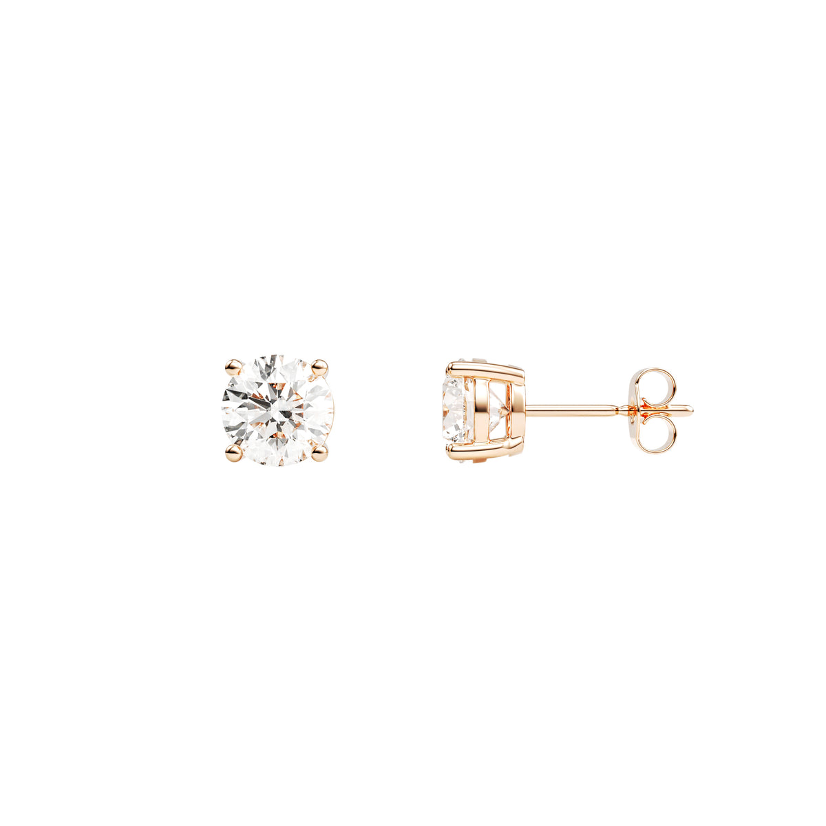 14k Rose Gold — Timeless Round Brilliant Stud Earrings