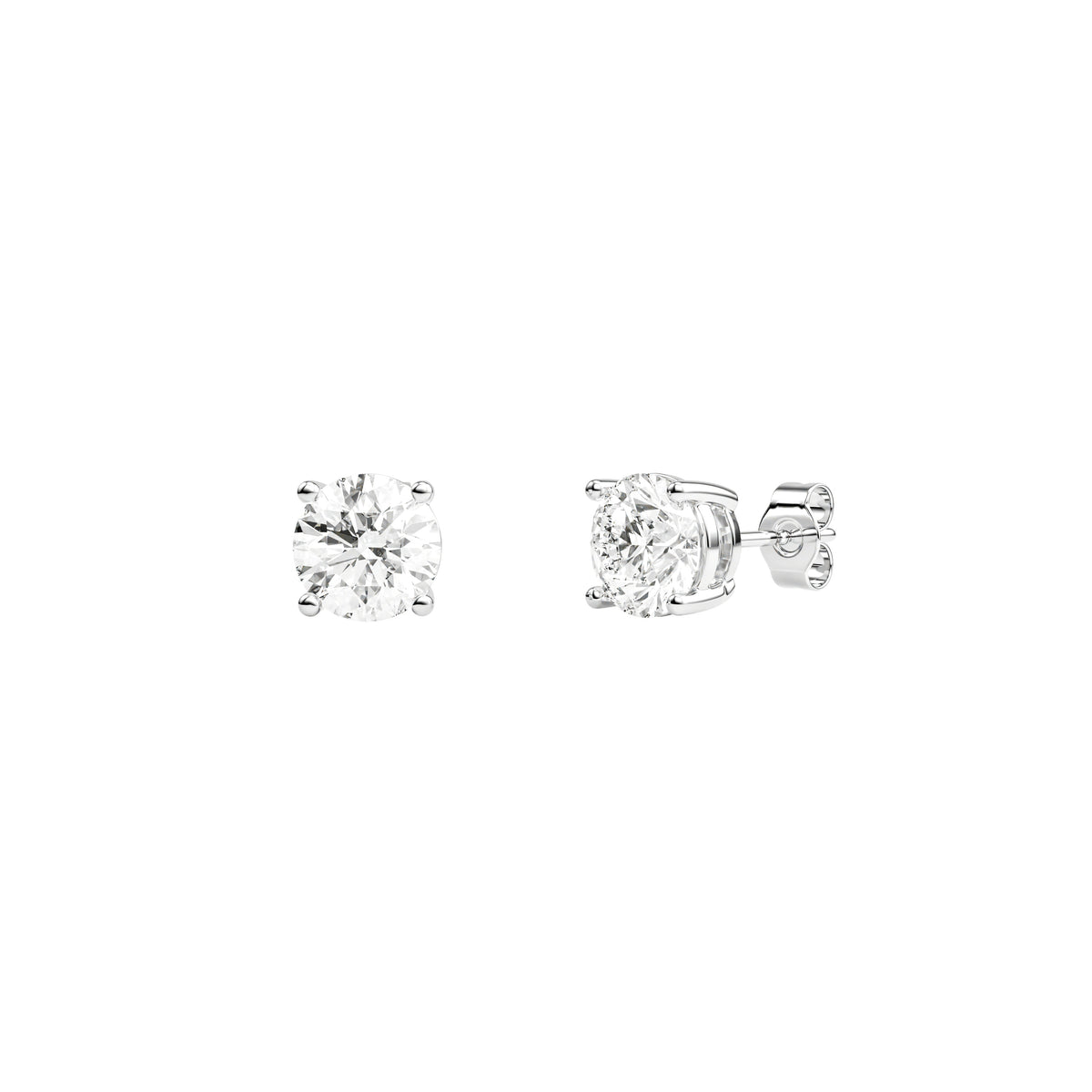 14k White Gold — Timeless Round Brilliant Stud Earrings