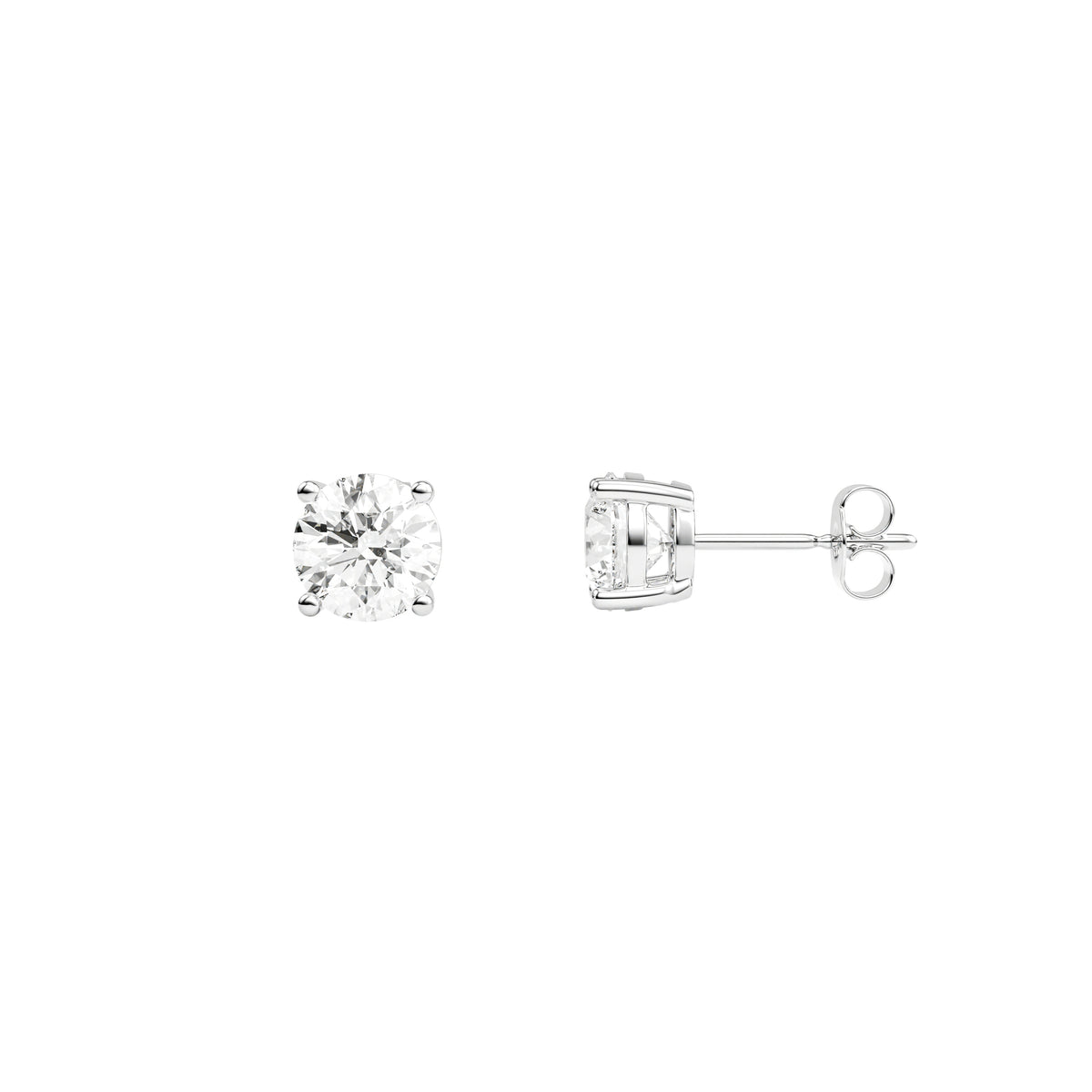 14k White Gold — Timeless Round Brilliant Stud Earrings