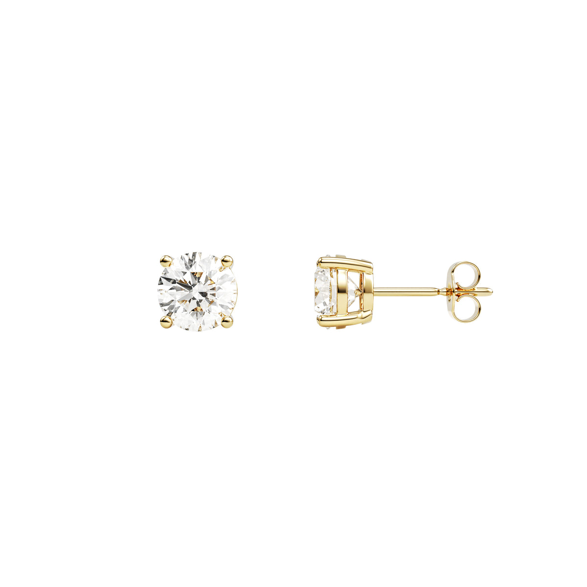 14k Yellow Gold — Timeless Round Brilliant Stud Earrings