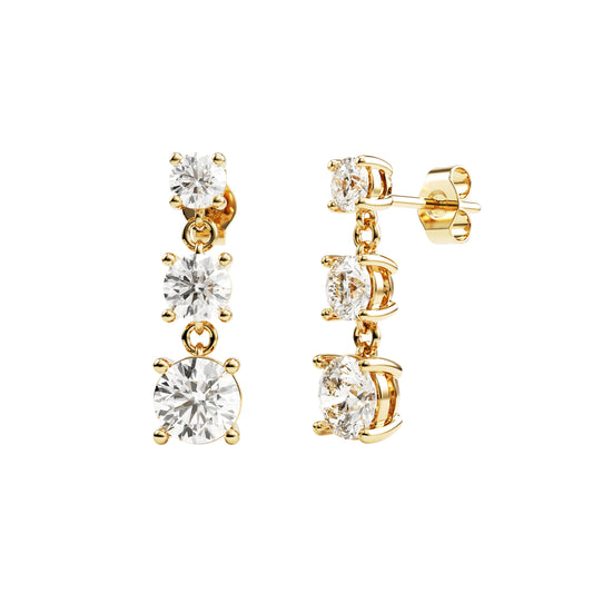 14k Yellow Gold — Trinity Earrings
