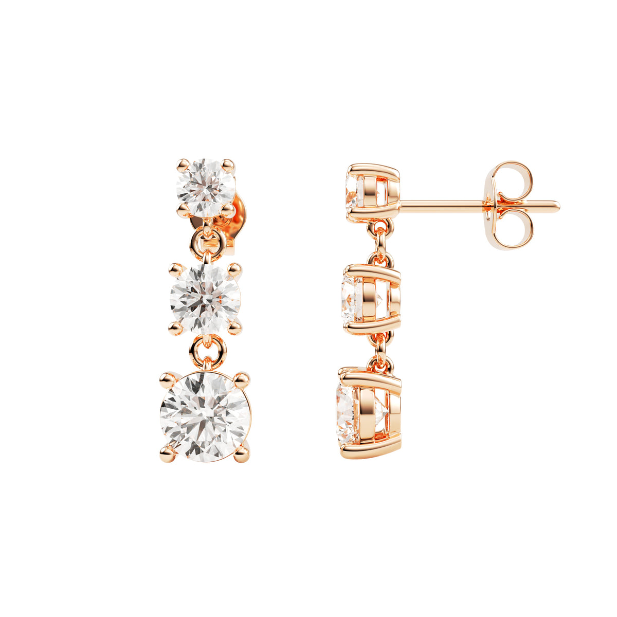 14k Rose Gold — Trinity Earrings