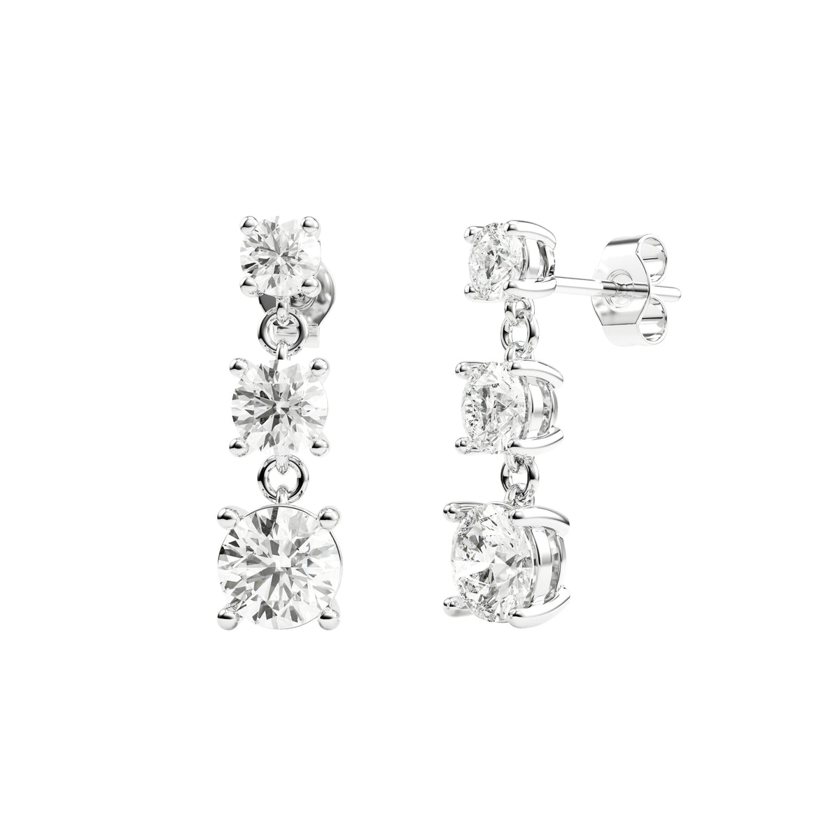 14k White Gold — Trinity Earrings