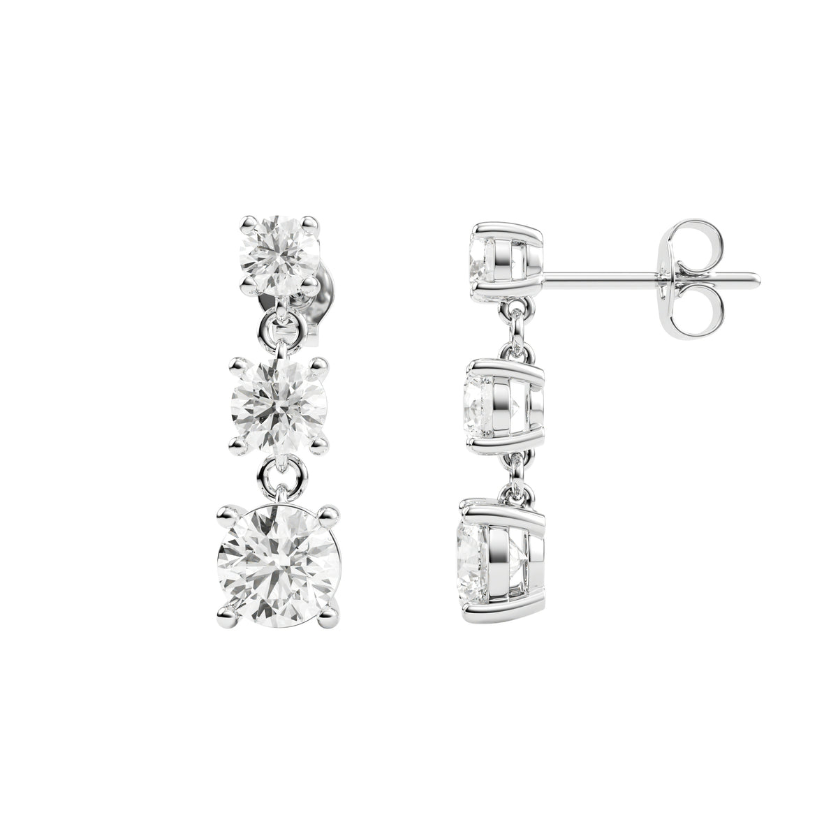 14k White Gold — Trinity Earrings